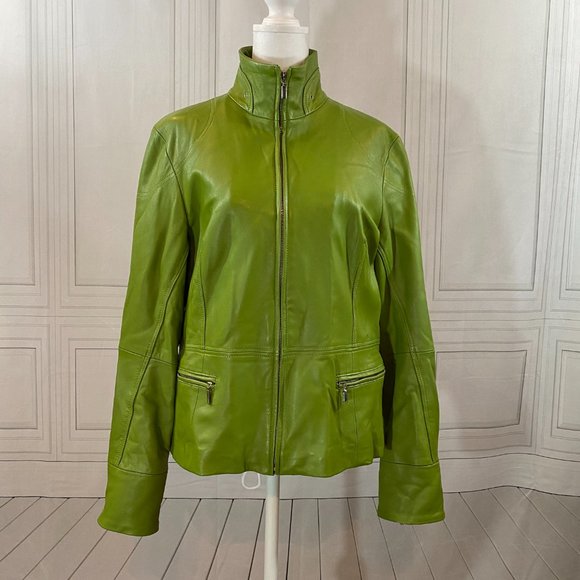 Georgiou Jackets & Blazers - Vintage Green 100% Leather Fitted Jacket Size 10